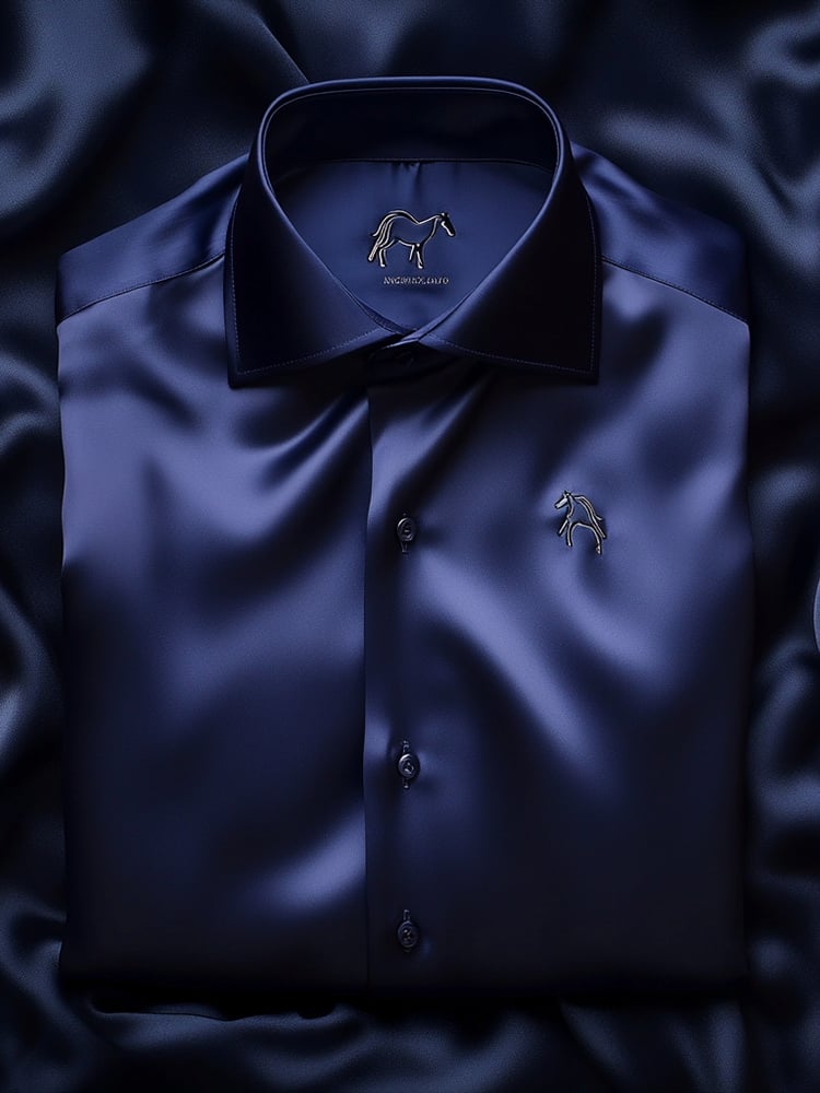 Camisa satén Luxe de manga larga con botones para hombre