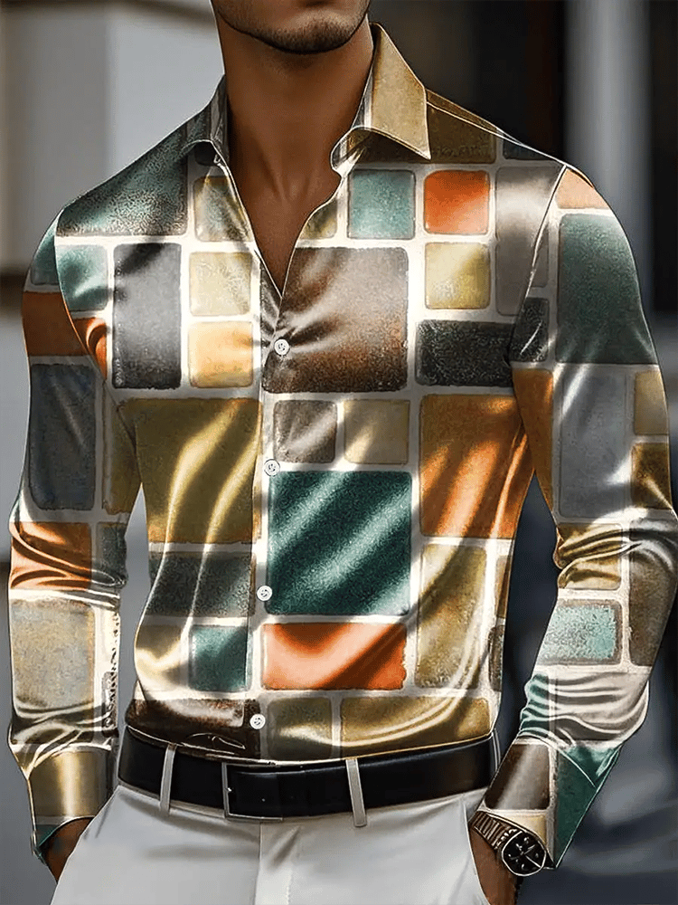 Camisa vintage de manga larga para hombre