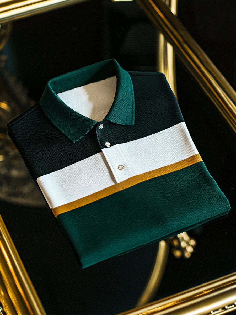 Camisa polo vintage ejecutivo de manga larga para hombre