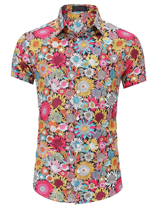 Camisa Beach Vacation floral de manga corta para hombre
