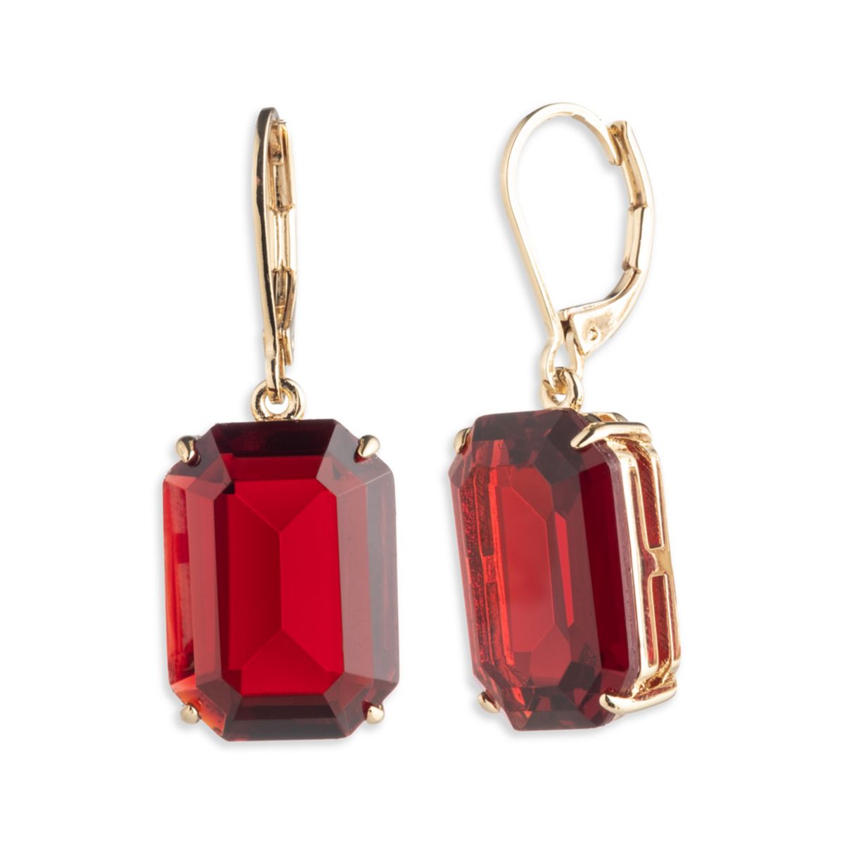 Gold Tone Stone Drop Earrings - 1