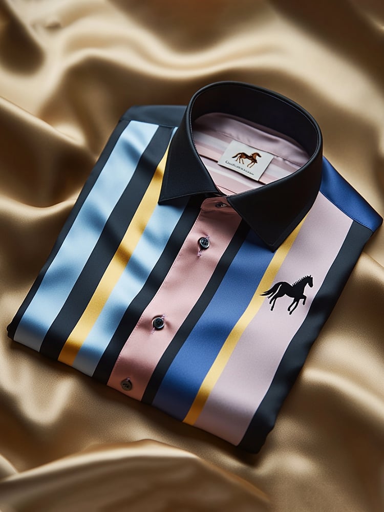 Camisa satén Luxe de manga larga con botones para hombre