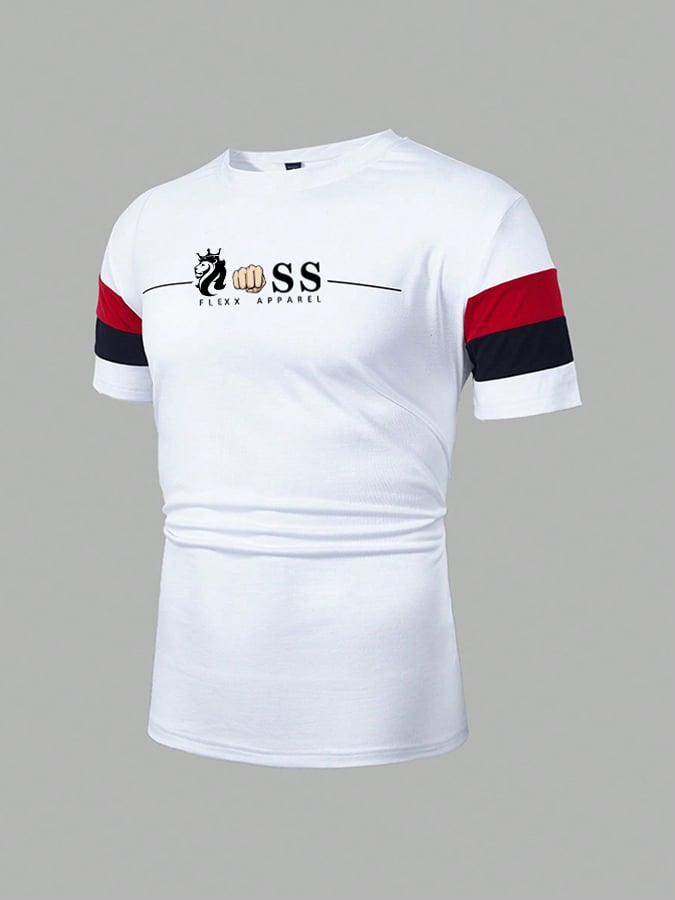 para hombre retro Letter Print casual camiseta