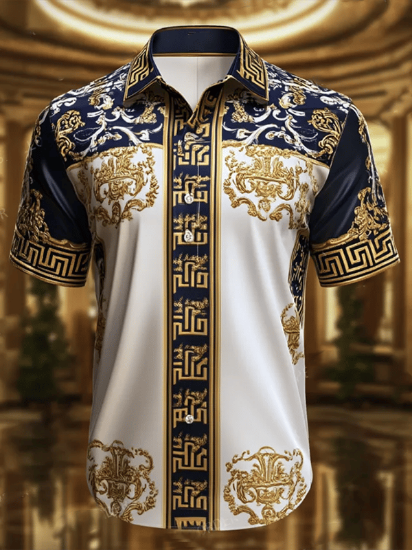 Camisa ejecutivo Luxe estampado de manga corta para hombre