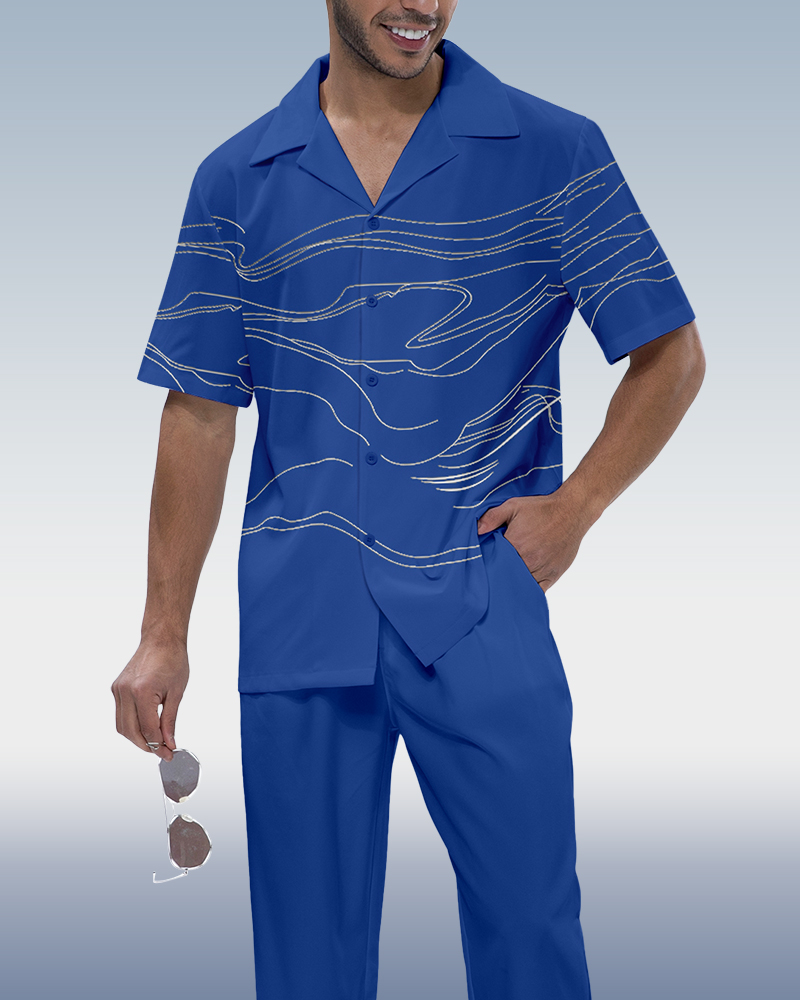 Rianmond Art estampado Two-Piece de manga corta Walking Suit 582 para hombre