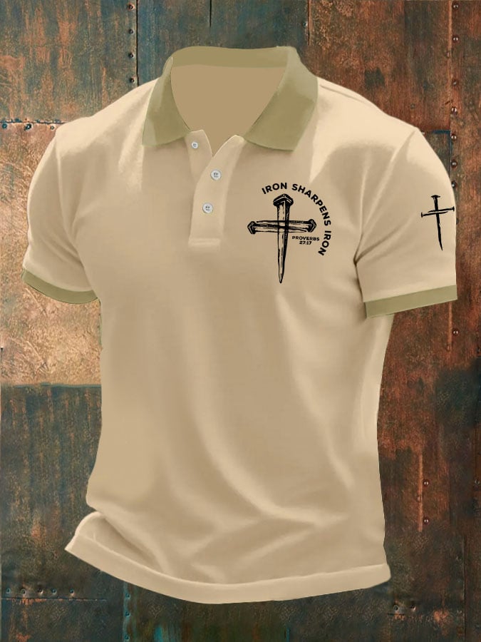Camisa polo Iron Sharpens Iron estampado para hombre