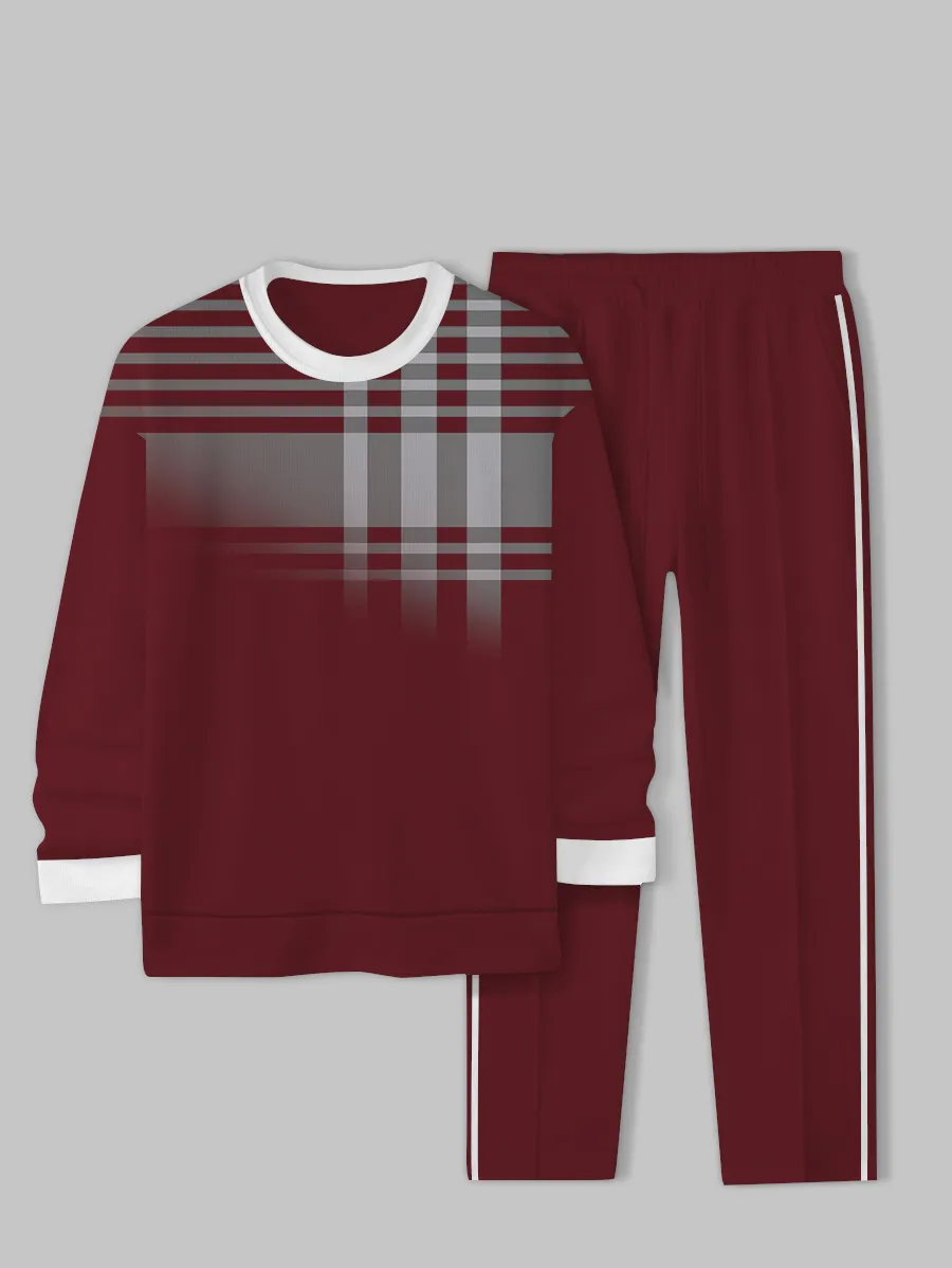 Simple Colorblock Round Neck casual Sports Set 0122 para hombre