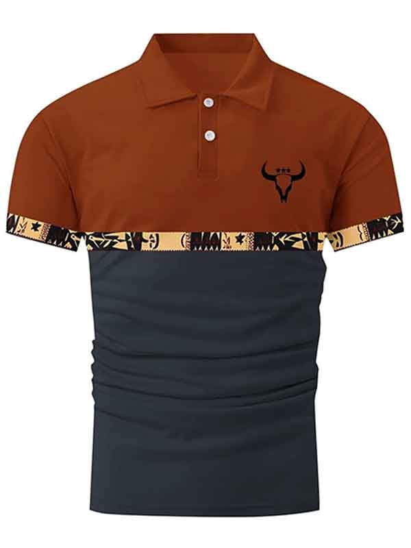 Camisa polo ejecutivo casual a rayas Button de manga corta para hombre