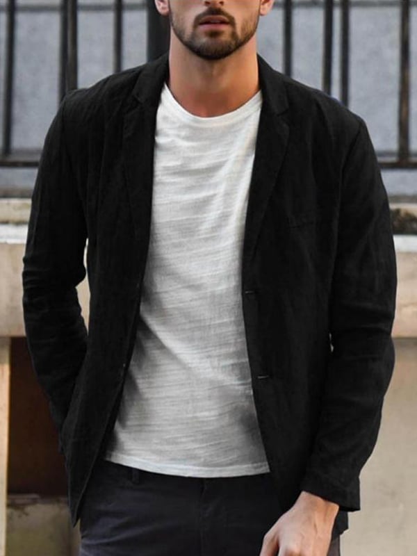 Casual holgado de algodón and de lino suit para hombre