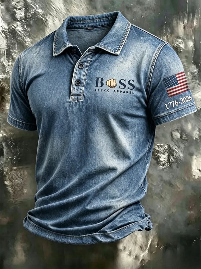 Camisa polo estampado de manga corta para hombre