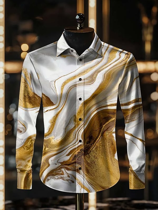 Camisa rayas estampado ejecutivo de manga larga para hombre