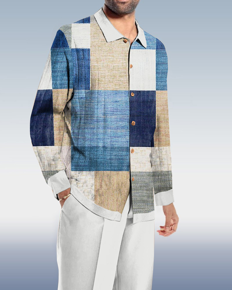 Casual en bloques de color de manga larga Walking Suit para hombre