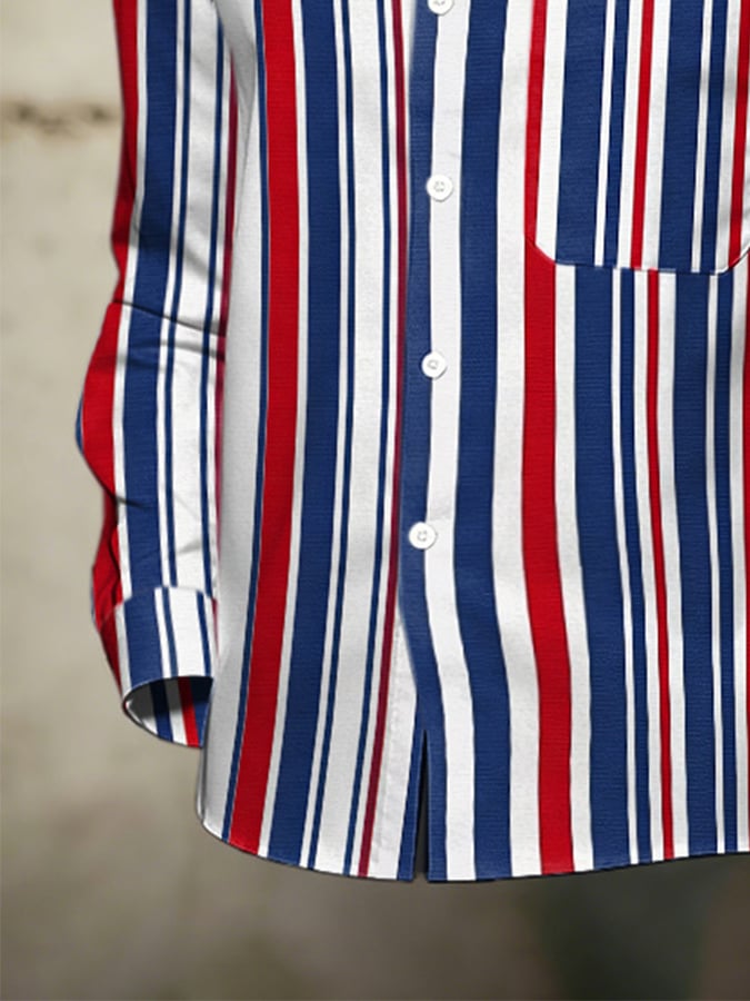 Camisa retro Abstract Art estampado Comfortable ejecutivo Style para hombre
