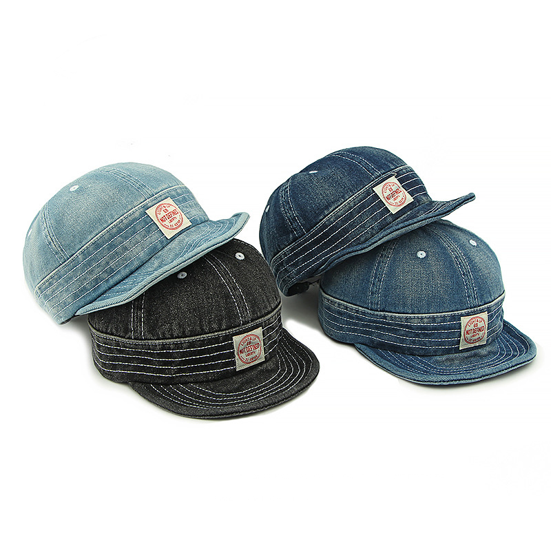 Retro Washed Denim suave Brim Contrast Stitching Baseball Cap para hombre