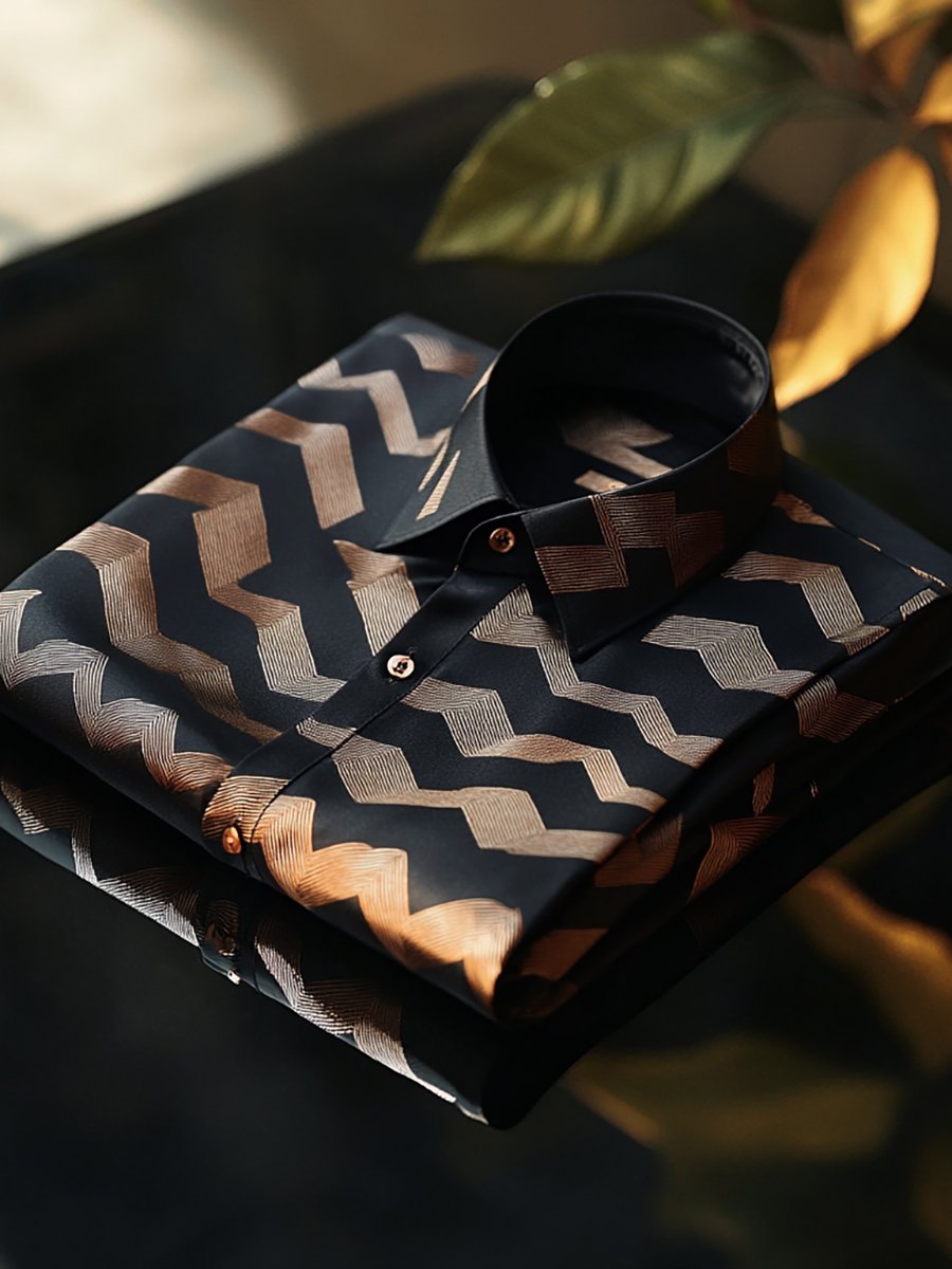 Camisa Chevron rayas ejecutivo de manga larga para hombre