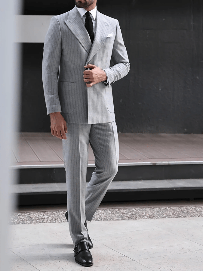 Chaqueta retro Single Breasted a rayas Gentleman ejecutivo Suit para hombre