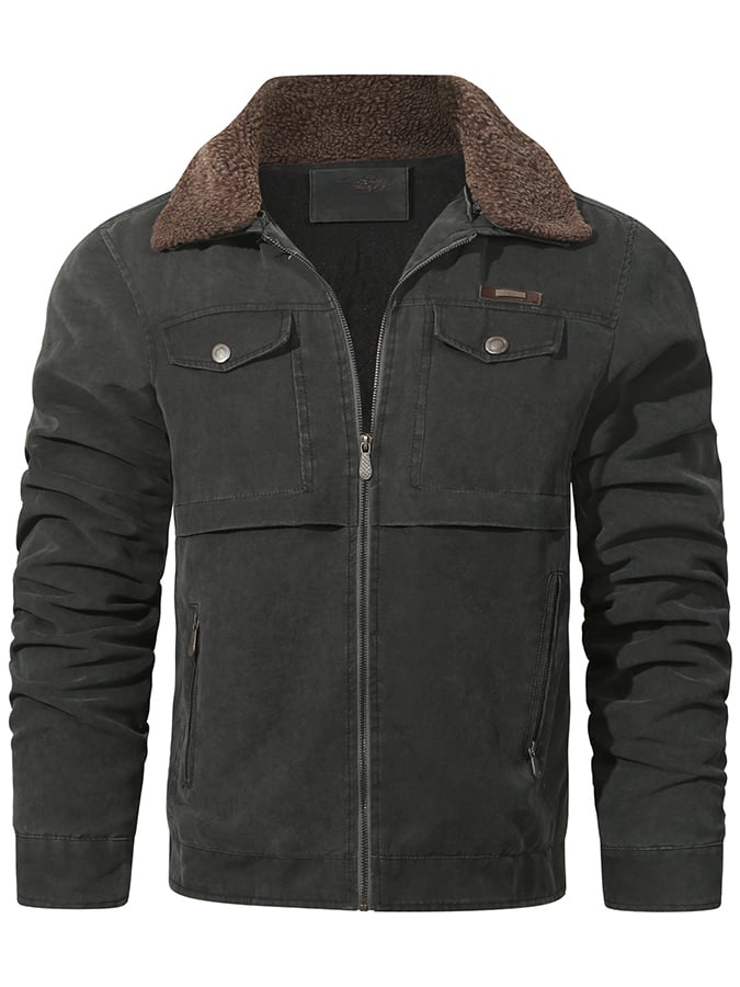 Chaqueta holgado casual solapa Plush para hombre
