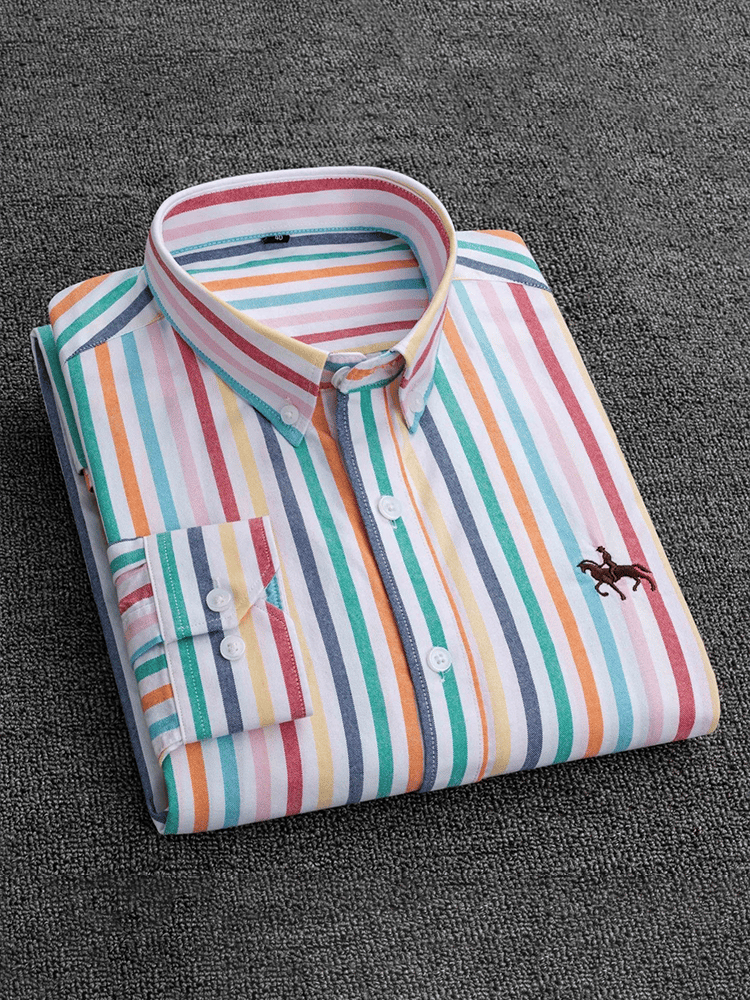 Camisa de algodón Oxford de manga larga ejecutivo para hombre