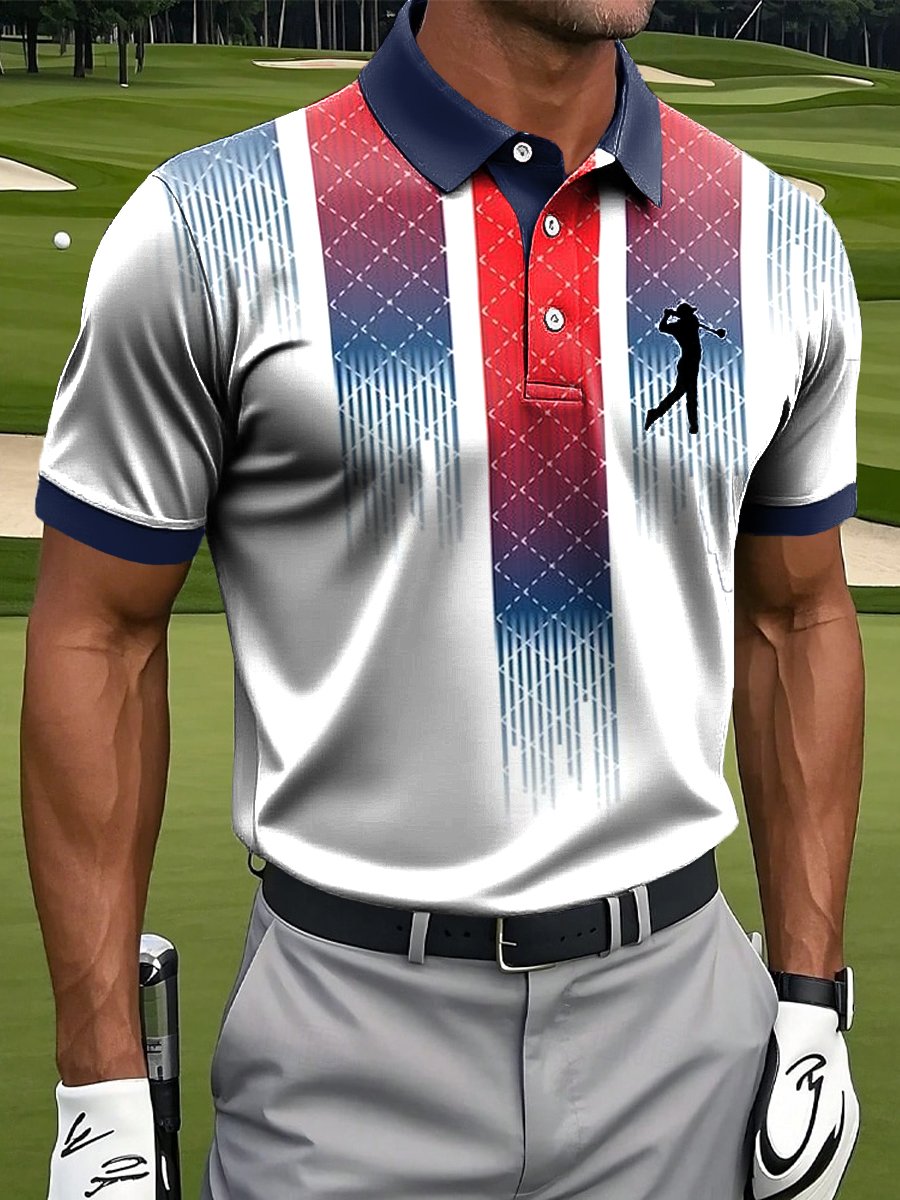Camisa polo casual Contrast Color para hombre