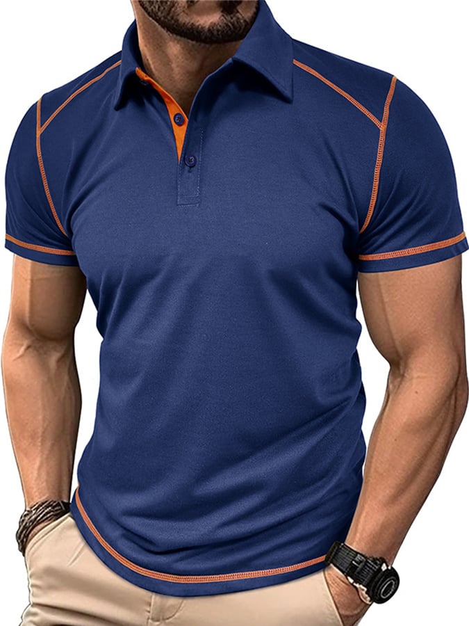 Camisa polo en bloques de coloring Polo cuello de manga corta para hombre