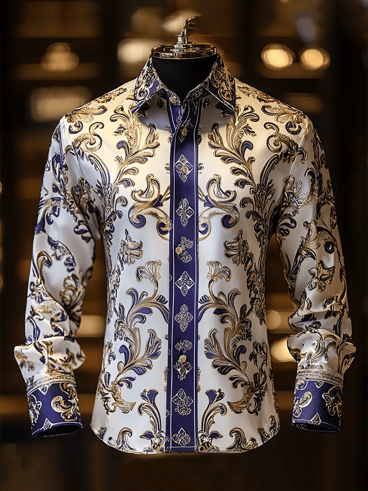 Camisa satén Luxe de manga larga con botones para hombre