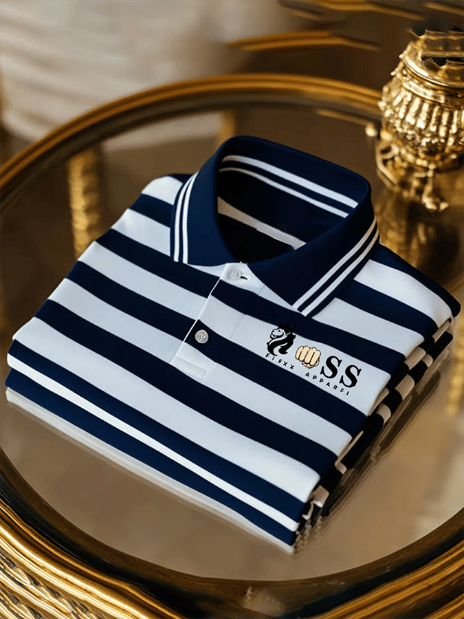 Camisa polo retro Letter Design estampado casual para hombre