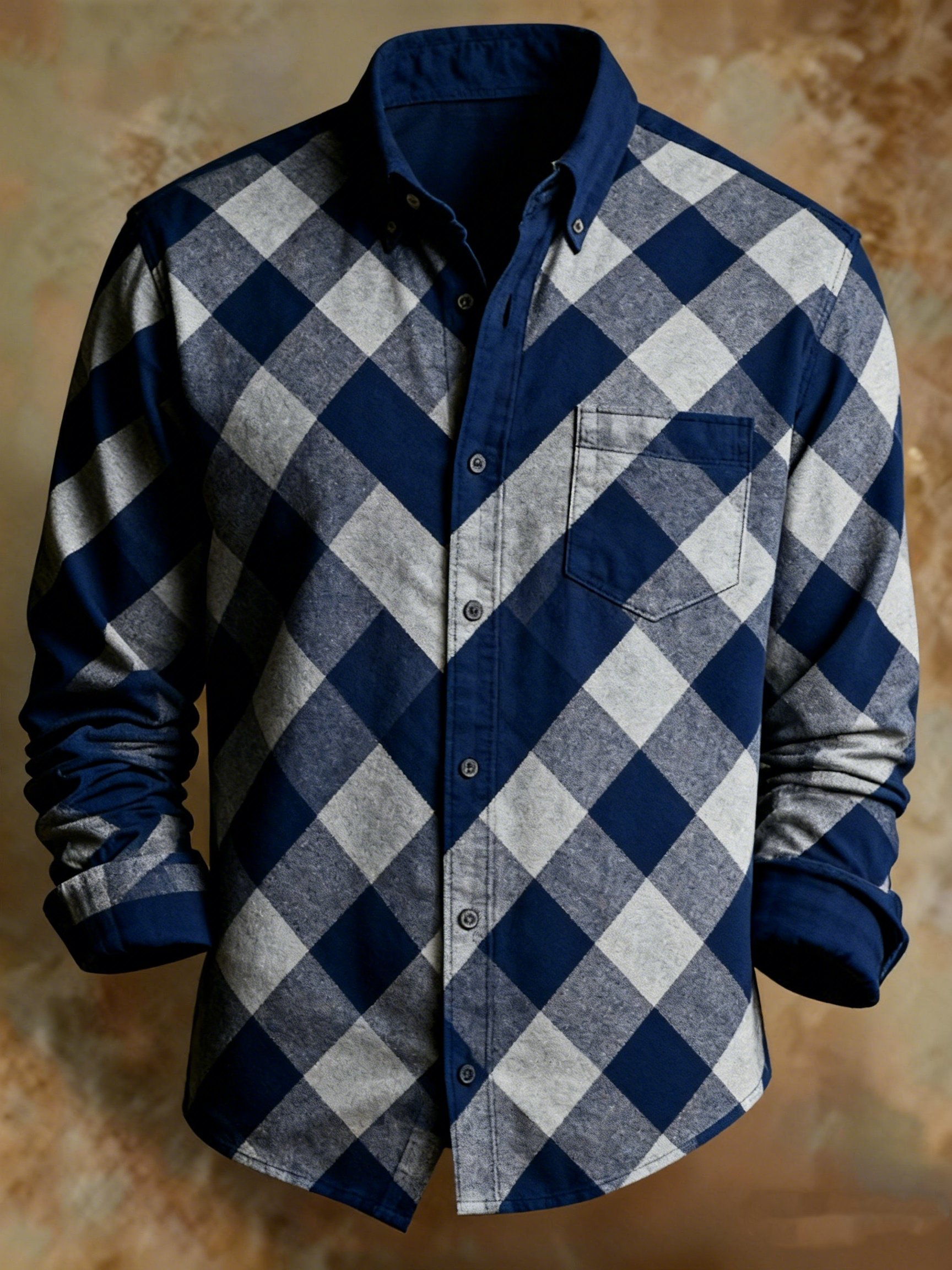 Camisa retro Abstract Art estampado a cuadros diseño ejecutivo Style para hombre