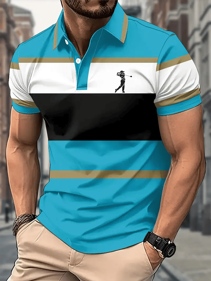 Camisa polo Golf casual estampado casual para hombre