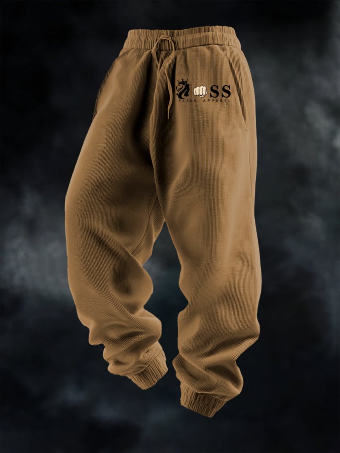 Pantalón casual Waffle de color sólido Sports para hombre