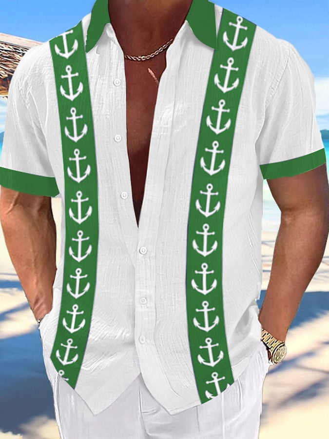 Camisa Hawaiian Anchor estampado Resort casual (Includes Pockets) para hombre