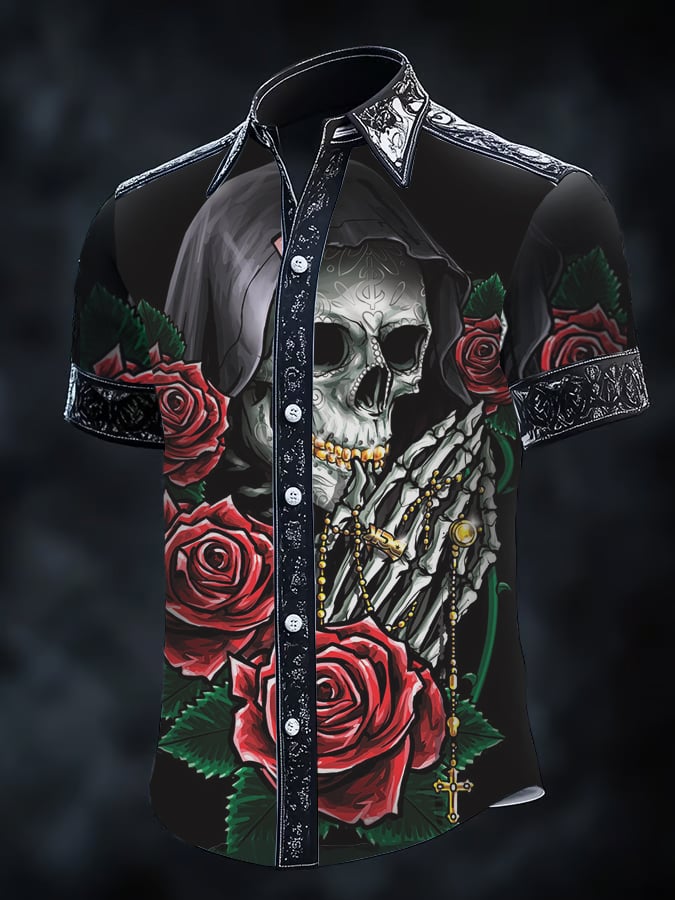 Camisa Gothic Dark de manga corta para hombre