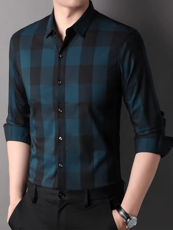 Camisa a cuadros ejecutivo casual para hombre
