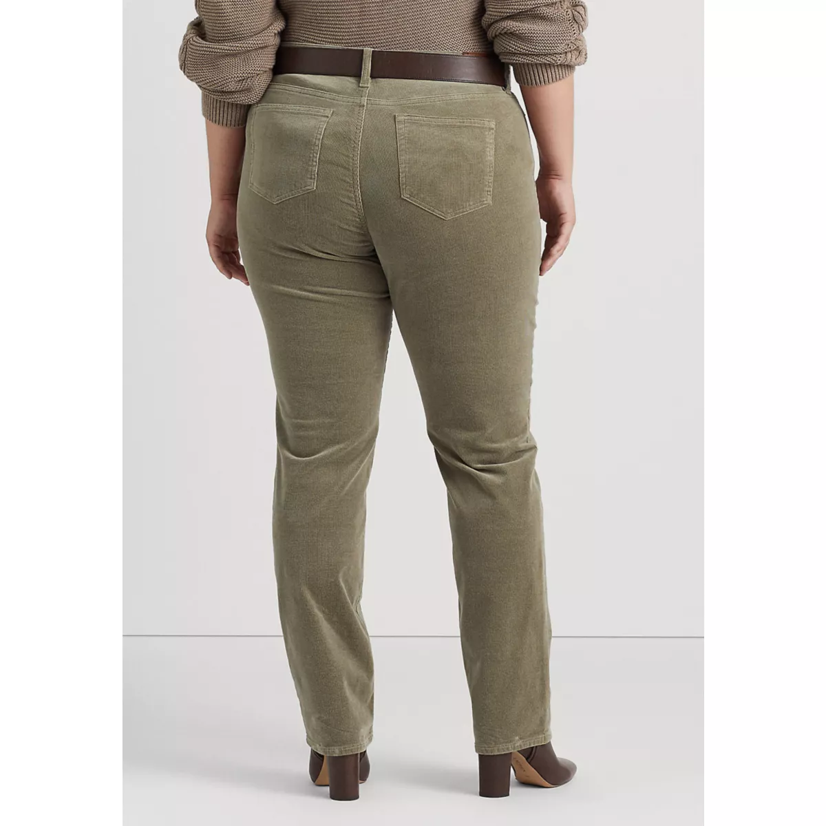 Plus Size Corduroy Mid Rise Straight Pants - 2