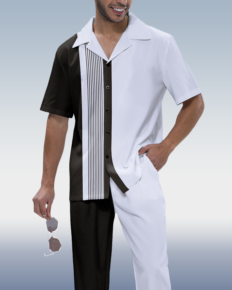 Rianmond a rayas estampado de manga corta Walking Suit 220 para hombre