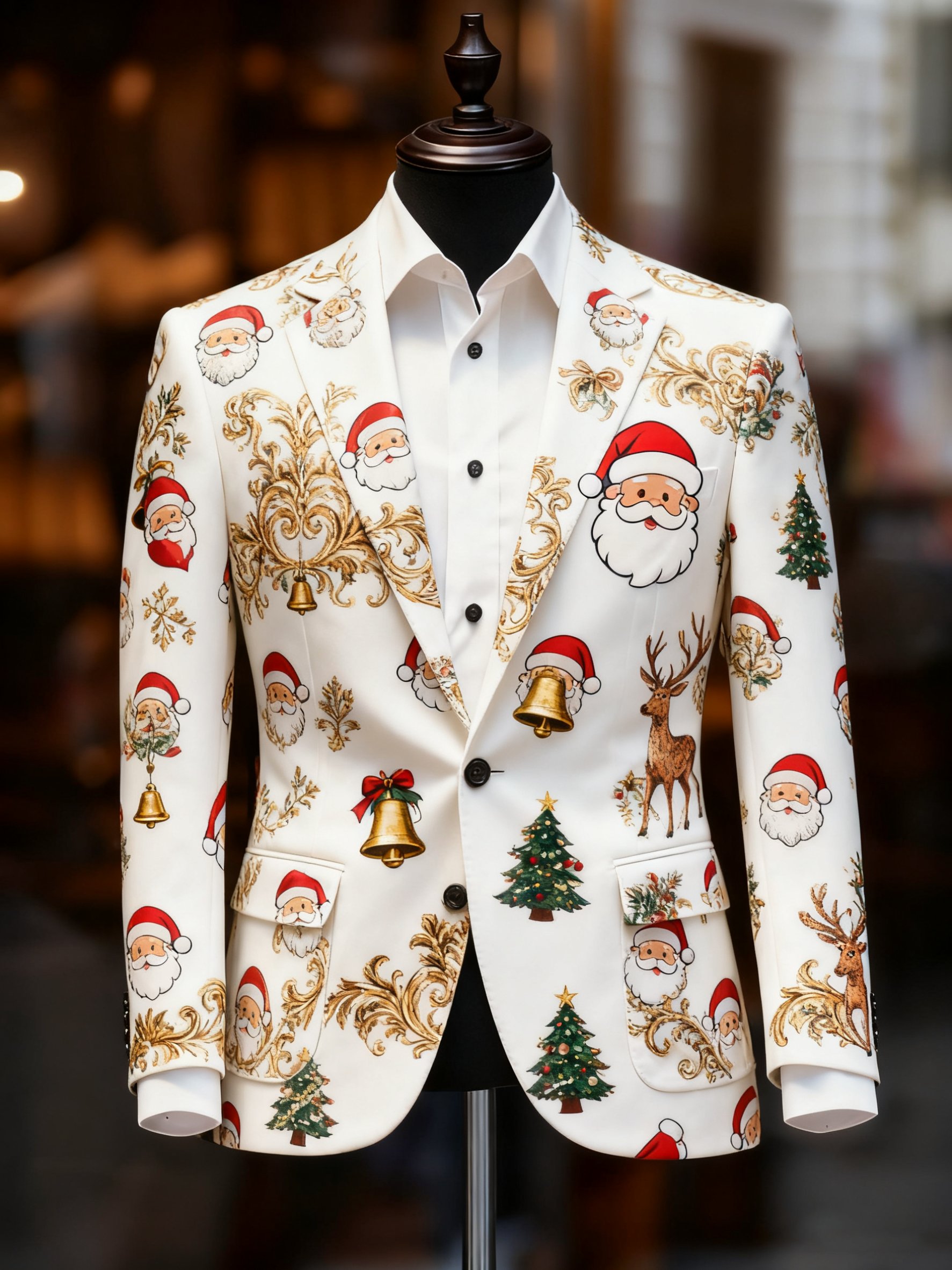 Christmas casual estampado Large bolsillo sacos para hombre