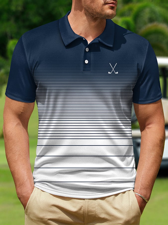 Camisa polo de modaable geométrico de manga corta para hombre