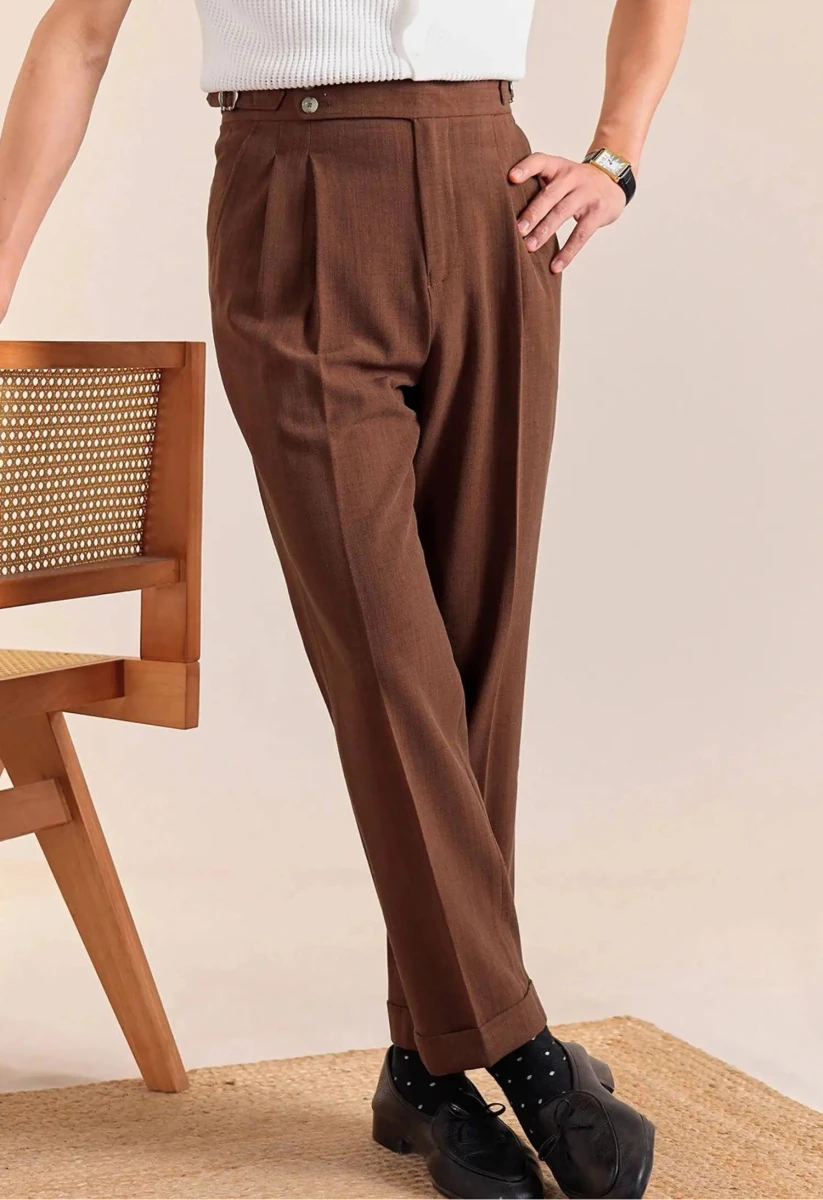 Double-pleat neapolitan trousers