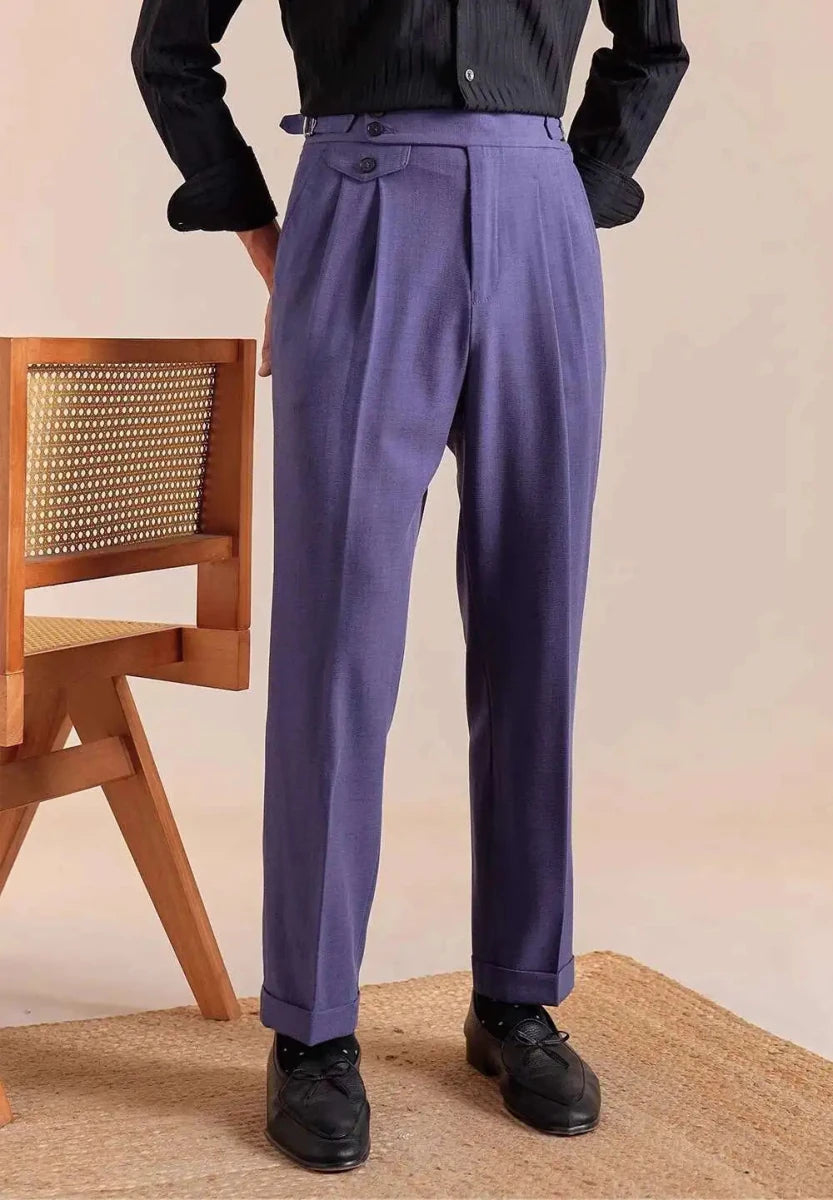 Pantalón Double pleated wool straight
