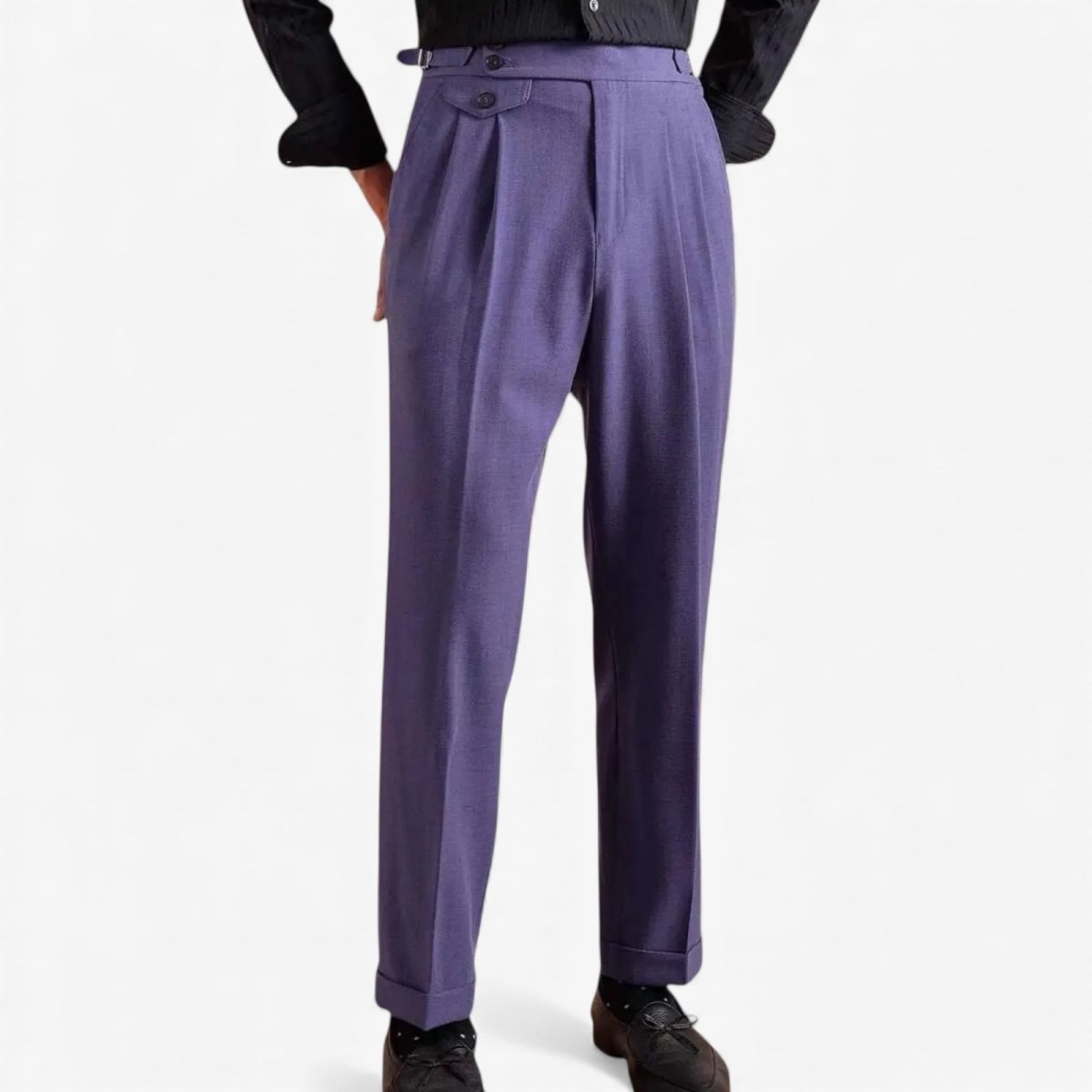Pantalón Double pleated wool straight