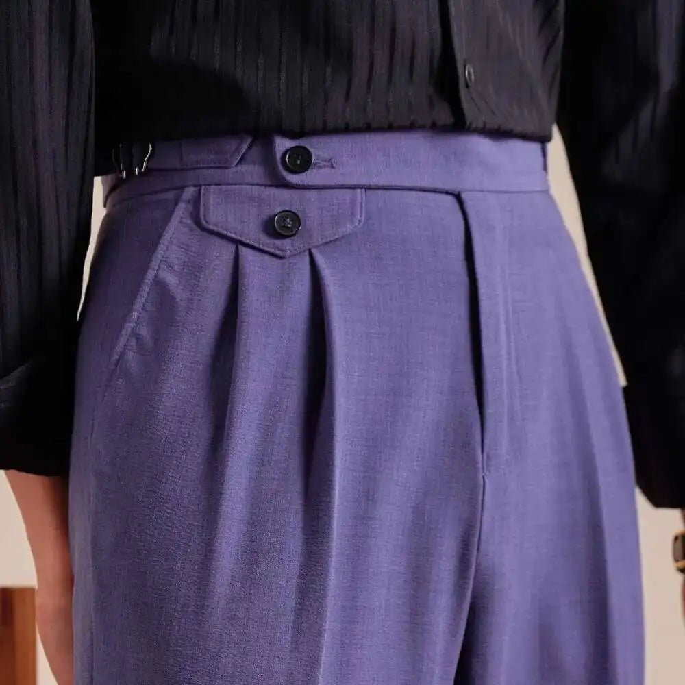 Pantalón Double pleated wool straight