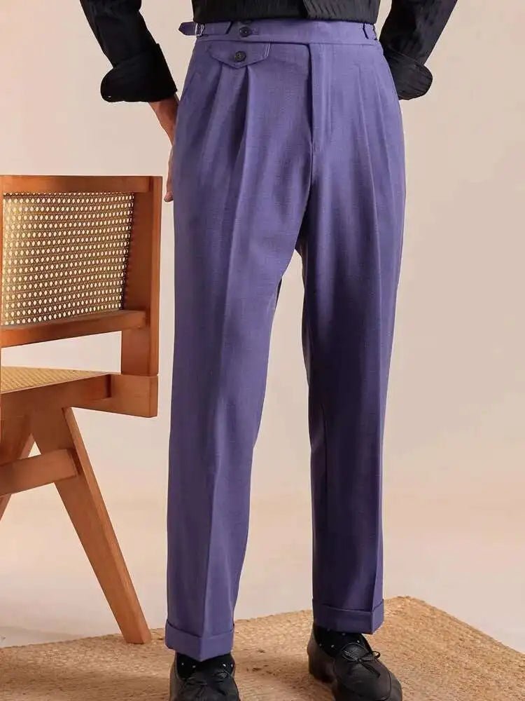 Pantalón Double pleated wool straight