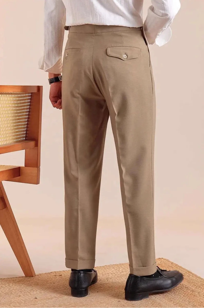 Pantalón Double pleated wool straight
