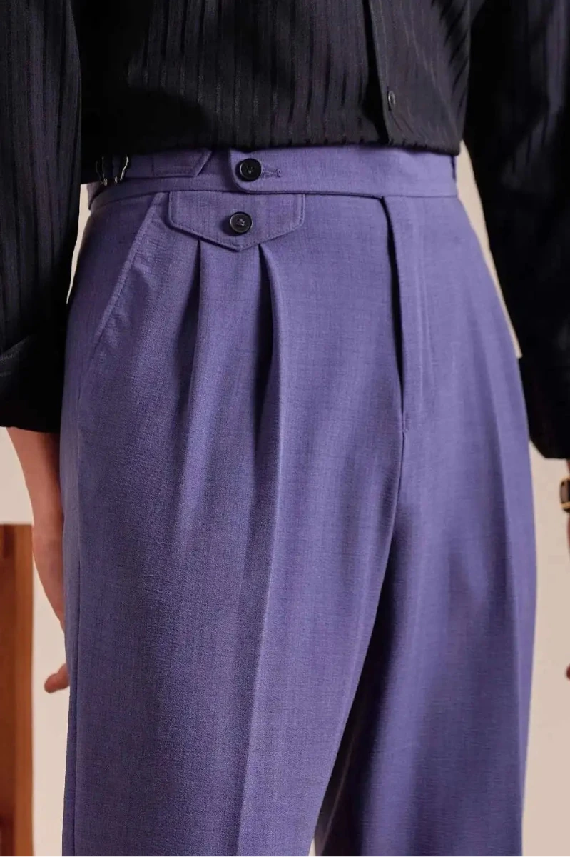 Pantalón Double pleated wool straight