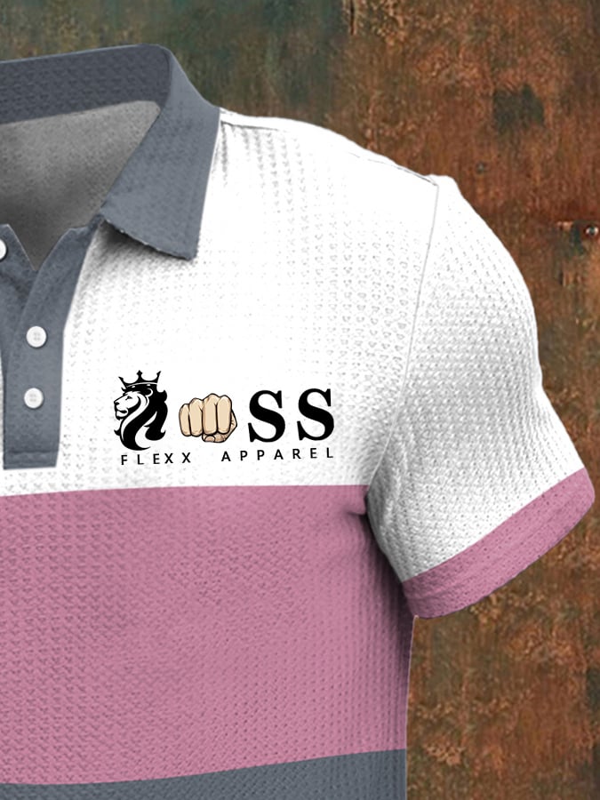 Casual ejecutivo Waffle de manga corta Polo para hombre