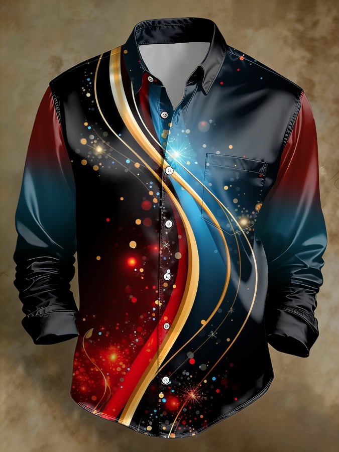 Casual retro degradado Pockecamiseta para hombre
