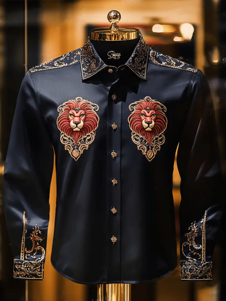 Camisa satén Luxe de manga larga con botones para hombre