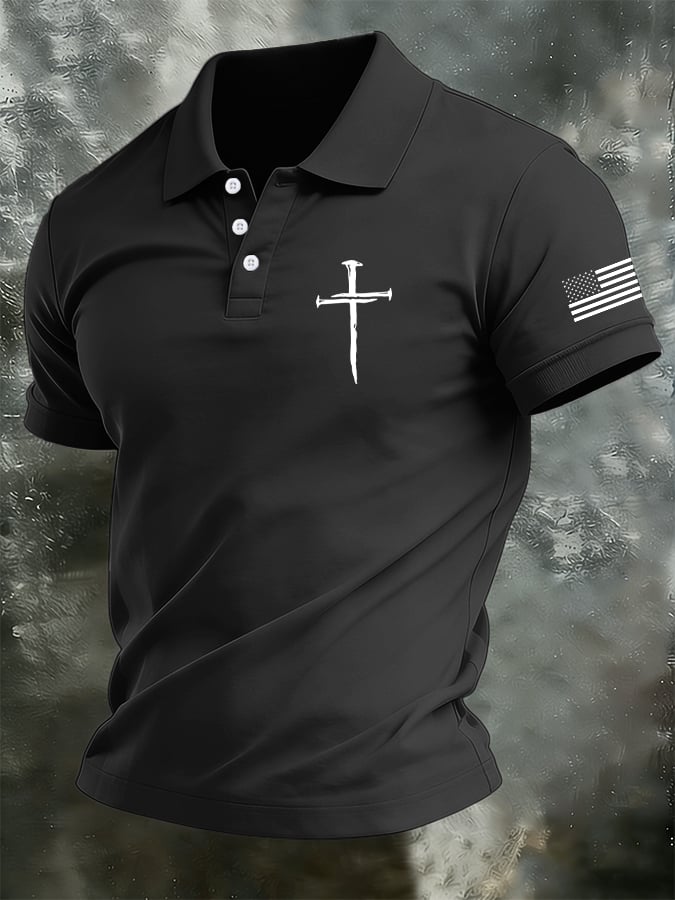 para hombre retro Faith casual estampado camisa polo