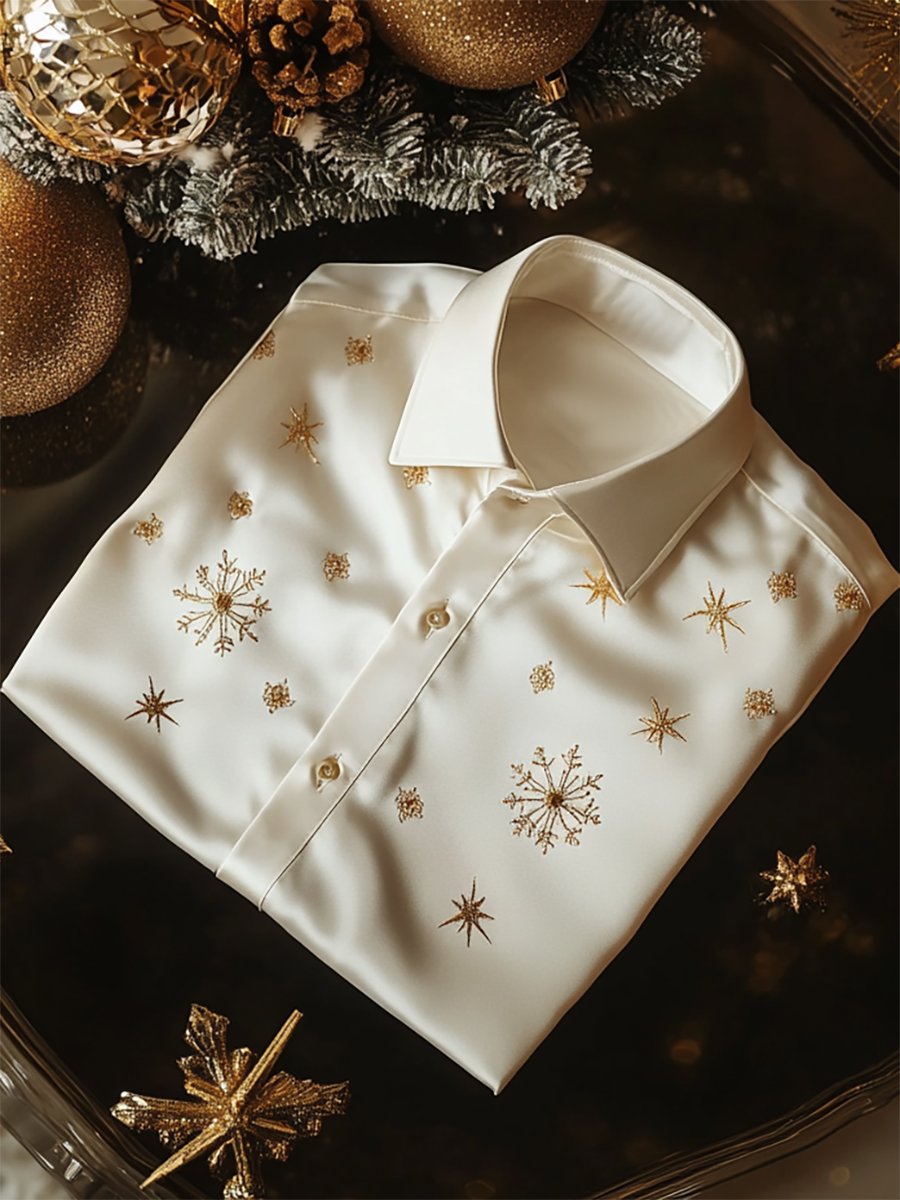 Camisa seda Christmas de lujo ejecutivo de manga larga para hombre