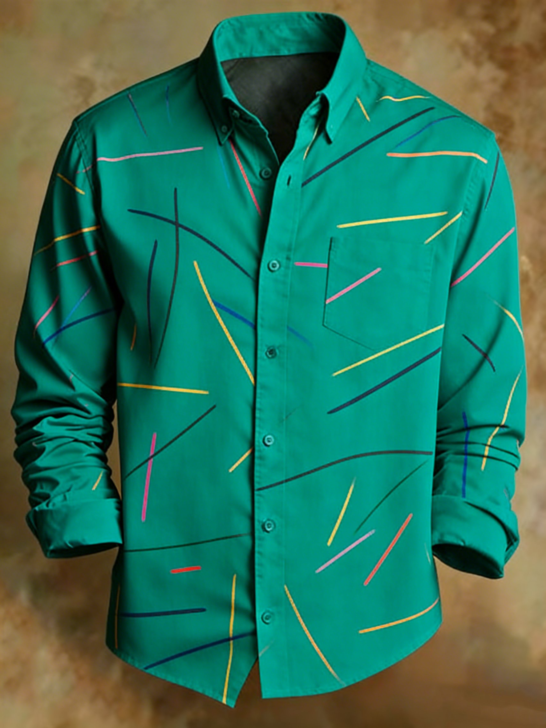 Retro Abstract Lines Princamiseta para hombre