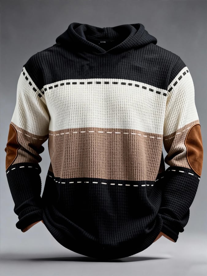 Sudadera retro en bloques de color estampado cierre para hombre
